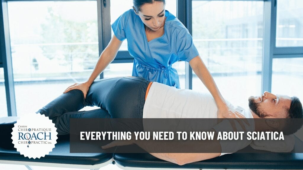 a chiropractor providing sciatic relief on a patient lying on a table