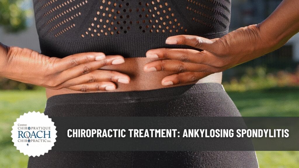 person holding their back performing stretches for Ankylosing Spondylitis