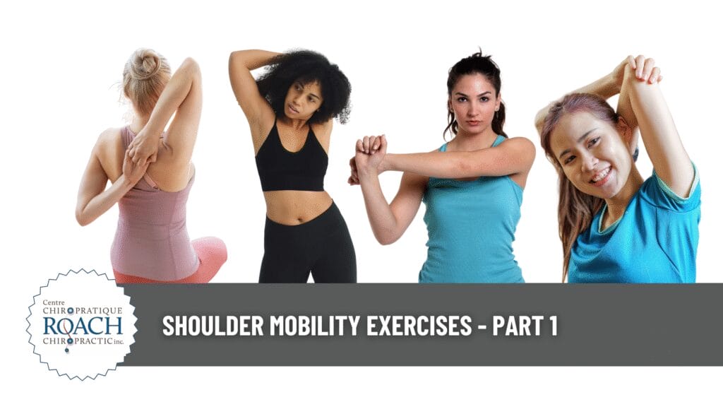various persons performing chiropractic recommended shoulder stretches and exercises