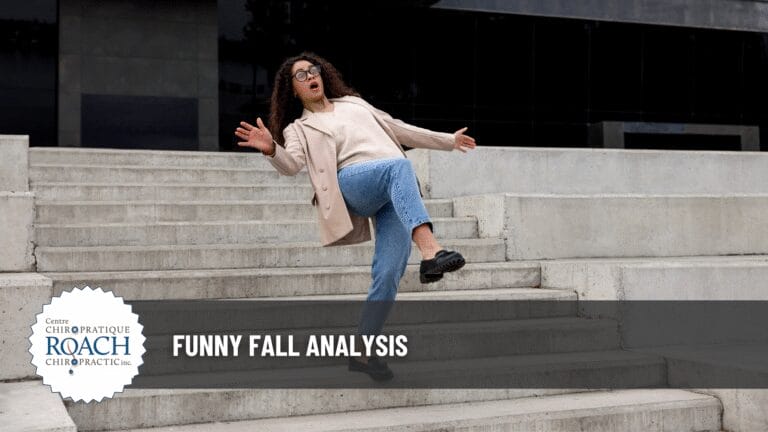 a woman about to fall down some steps.