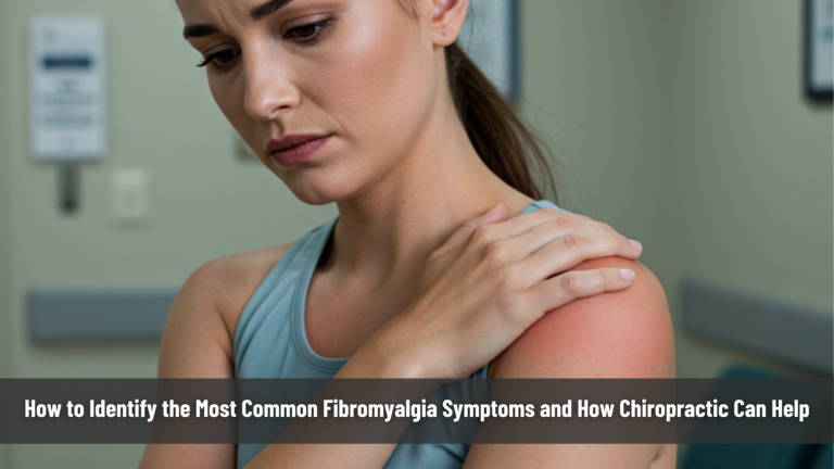 a woman holding her shoulder