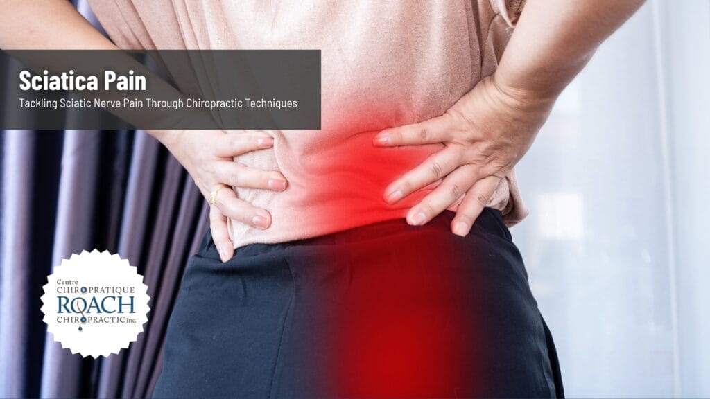 a person holding their lower back, buttock area and leg experiencing sciatica pain