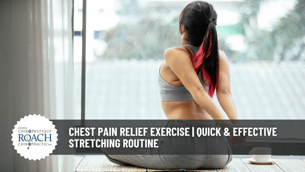 woman with her hands behind her back performing chest stretches.