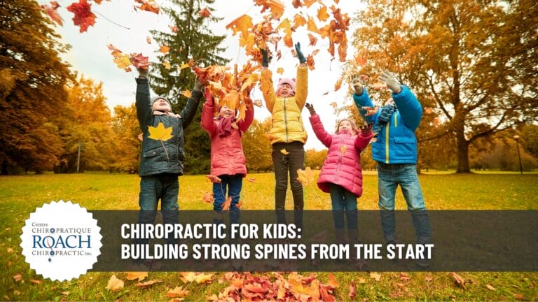 a group of kids in various bright outdoor fall clothing raising their hands up in the air, enjoying healthy lives