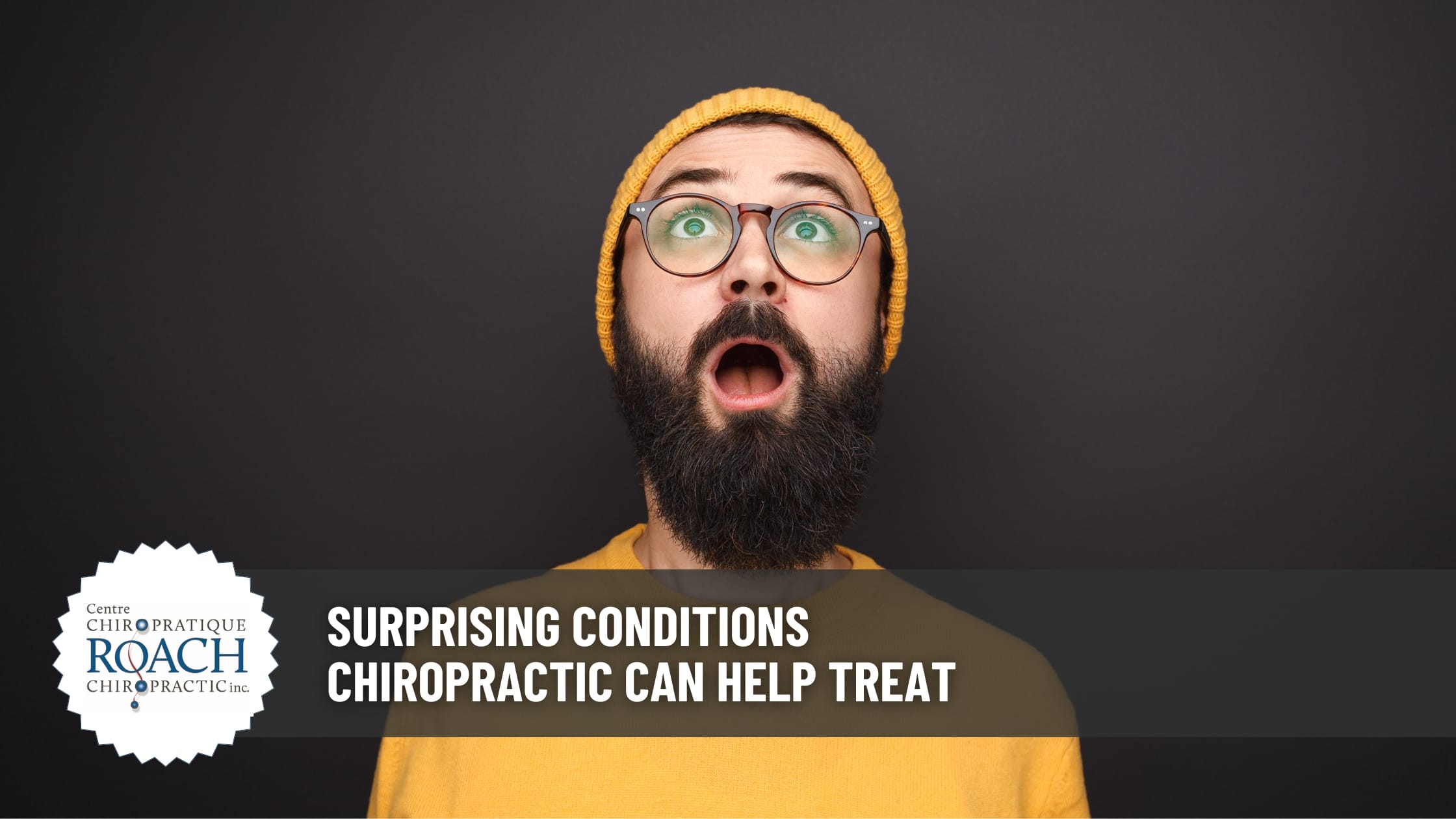a man in a yellow shirt and beanie looking shocked about the various conditions chiropractic care can help with aside from back pain