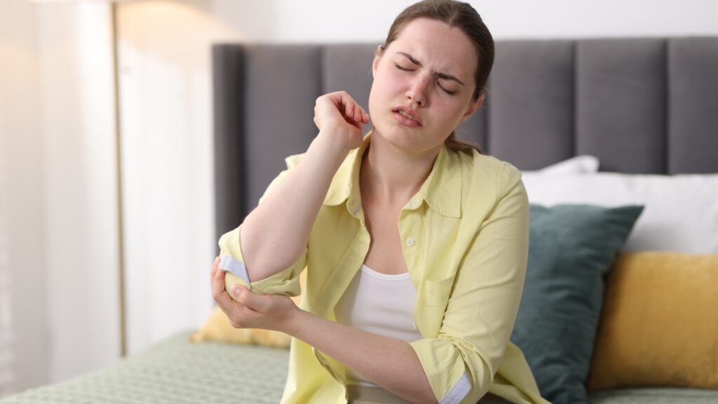 a woman with chronic pain in her join