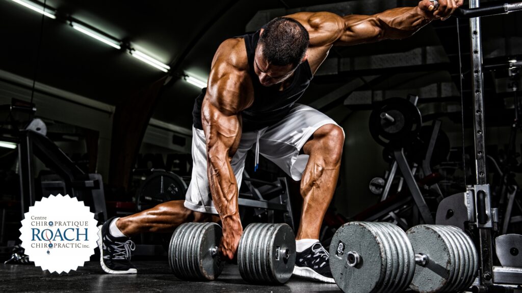 a man straining his back working out