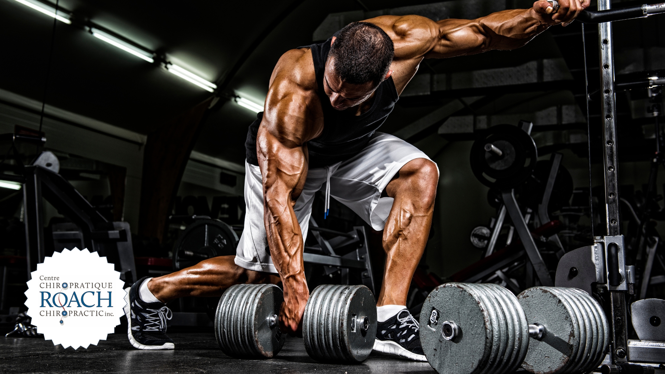 a man straining his back working out
