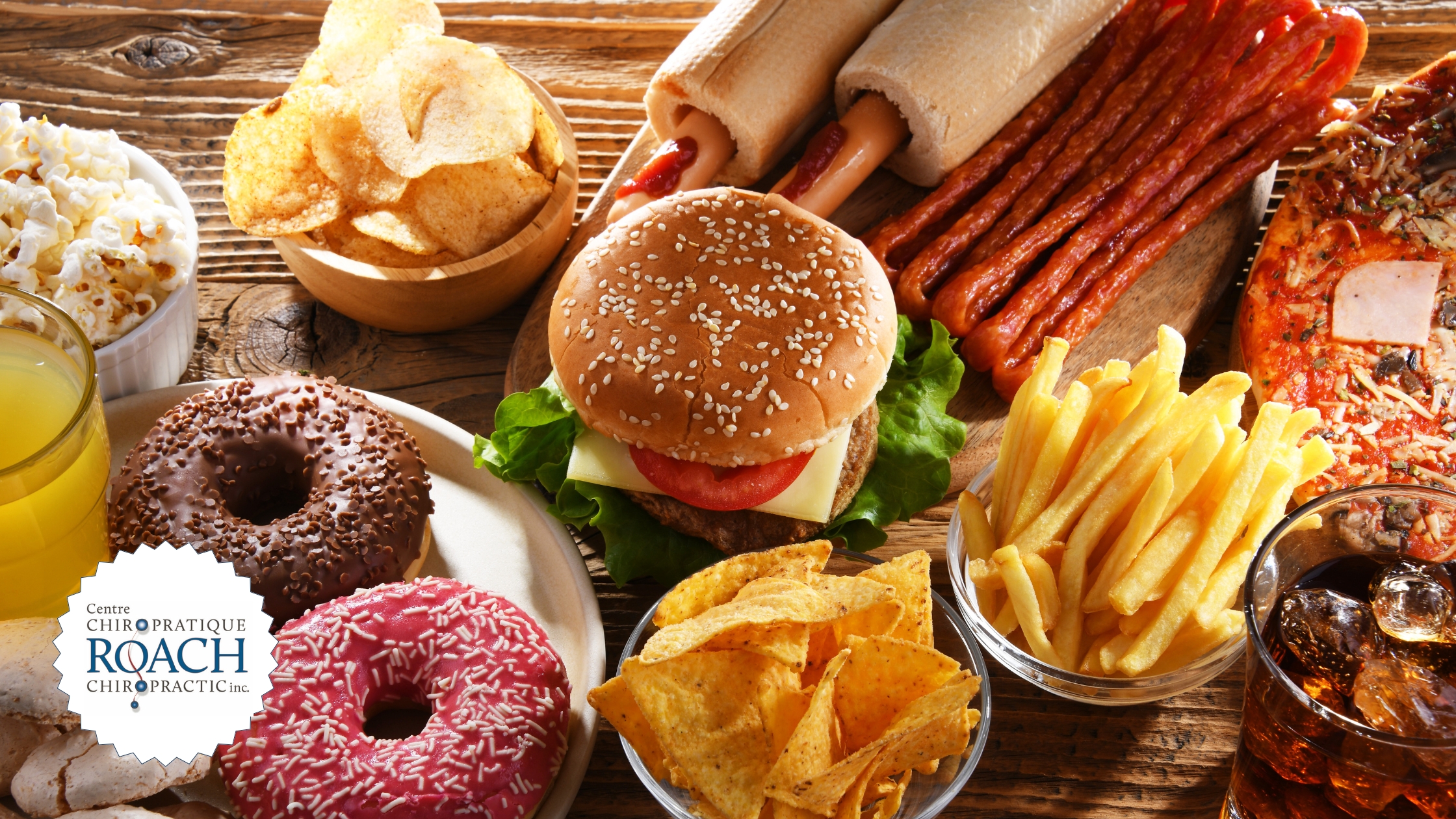 a table full of junk food