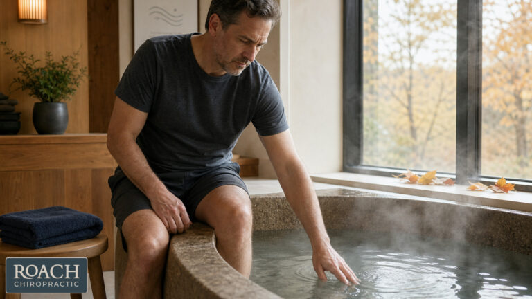 Warm water hydrotherapy massage session easing muscle tension before autumn
